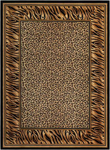 Light Brown 9' x 12' Wildlife Rectangle Area Rug Animal Print Safari Jungle Inspired Carpet for Unique Modern Interior Design for Sale at Rug Engine