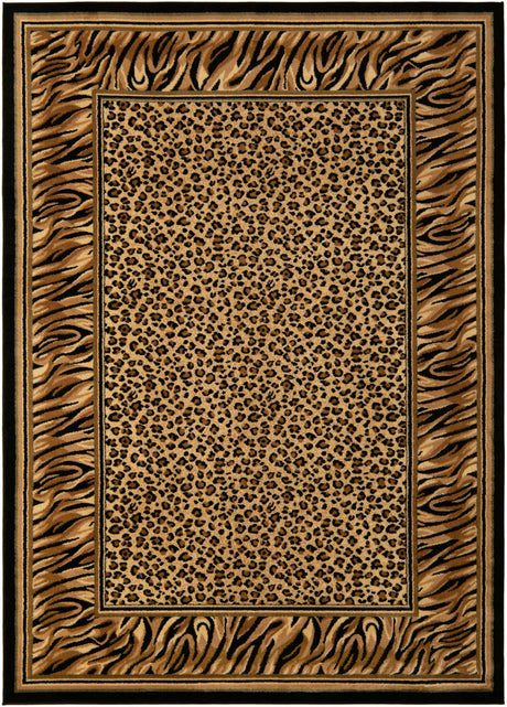 Light Brown 7' 1 x 10' Wildlife Rectangle Area Rug Animal Print Safari Jungle Inspired Carpet for Unique Modern Interior Design for Sale at Rug Engine
