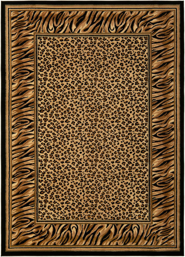 Light Brown 7' 1 x 10' Wildlife Rectangle Area Rug Animal Print Safari Jungle Inspired Carpet for Unique Modern Interior Design for Sale at Rug Engine