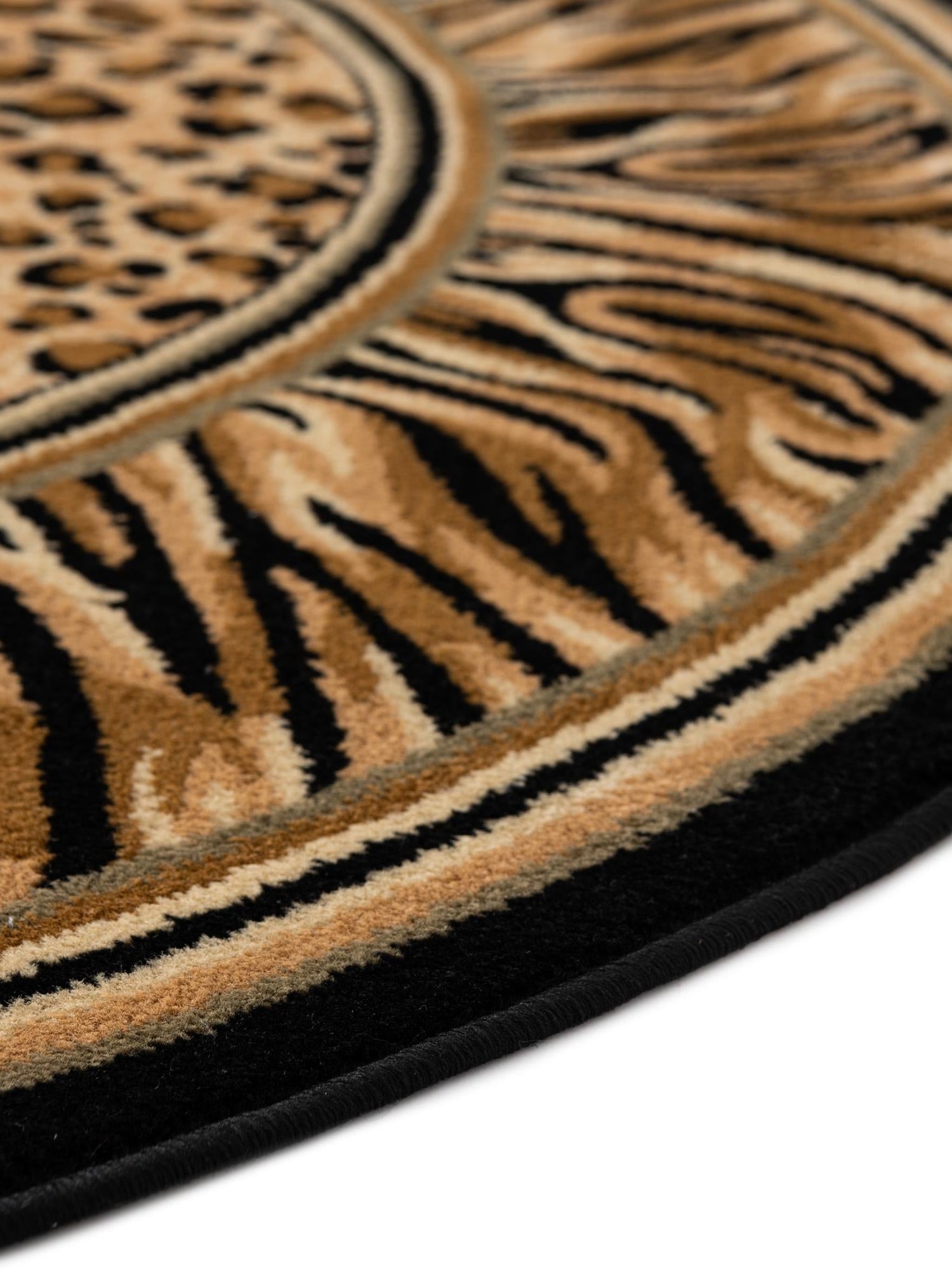 Light Brown 7' 10 x 7' 10 Wildlife Round Area Rug Animal Print Safari Jungle Inspired Carpet for Unique Modern Interior Design for Sale at Rug Engine