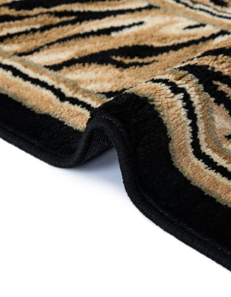 Light Brown 5' 3 x 5' 3 Wildlife Round Area Rug Animal Print Safari Jungle Inspired Carpet for Unique Modern Interior Design for Sale at Rug Engine