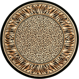 Light Brown 7' 10 x 7' 10 Wildlife Round Area Rug Animal Print Safari Jungle Inspired Carpet for Unique Modern Interior Design for Sale at Rug Engine