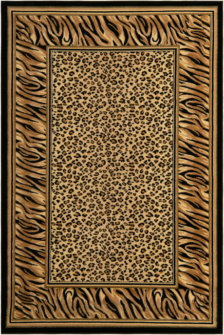 Light Brown 6' 1 x 9' Wildlife Rectangle Area Rug Animal Print Safari Jungle Inspired Carpet for Unique Modern Interior Design for Sale at Rug Engine