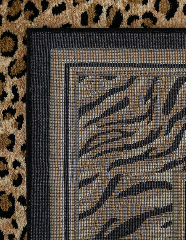 Light Brown 7' 10 x 7' 10 Wildlife Square Area Rug Animal Print Safari Jungle Inspired Carpet for Unique Modern Interior Design for Sale at Rug Engine