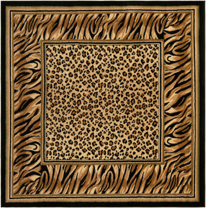 Light Brown 6' 1 x 6' 1 Wildlife Square Area Rug Animal Print Safari Jungle Inspired Carpet for Unique Modern Interior Design for Sale at Rug Engine