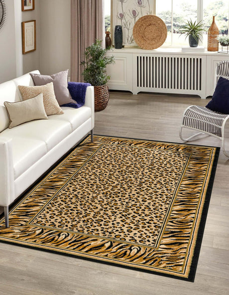 Light Brown 2' x 3' 1 Wildlife Rectangle Area Rug Animal Print Safari Jungle Inspired Carpet for Unique Modern Interior Design for Sale at Rug Engine
