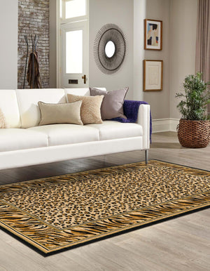 Light Brown 4' 1 x 6' 1 Wildlife Rectangle Area Rug Animal Print Safari Jungle Inspired Carpet for Unique Modern Interior Design for Sale at Rug Engine
