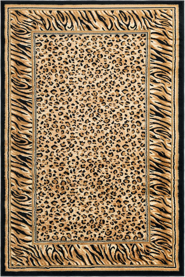 Light Brown 5' 3 x 8' Wildlife Rectangle Area Rug Animal Print Safari Jungle Inspired Carpet for Unique Modern Interior Design for Sale at Rug Engine