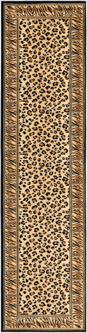 Light Brown 2' 7 x 10' Wildlife Runner Area Rug Animal Print Safari Jungle Inspired Carpet for Unique Modern Interior Design for Sale at Rug Engine