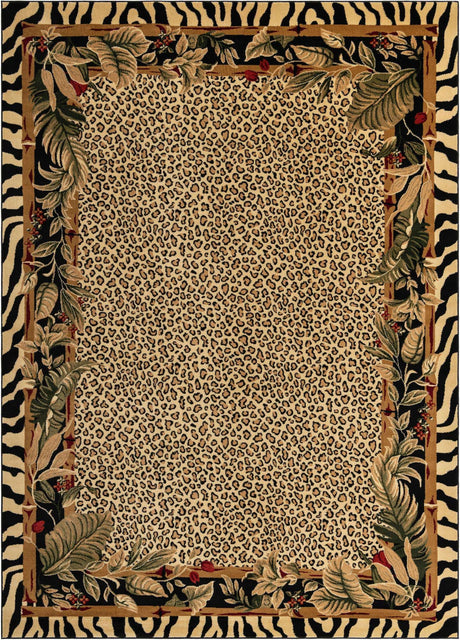 Cream 9' x 12' Wildlife Rectangle Area Rug Animal Print Safari Jungle Inspired Carpet for Unique Modern Interior Design for Sale at Rug Engine