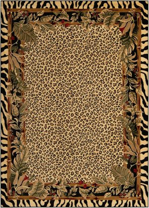 Cream 7' 1 x 10' Wildlife Rectangle Area Rug Animal Print Safari Jungle Inspired Carpet for Unique Modern Interior Design for Sale at Rug Engine
