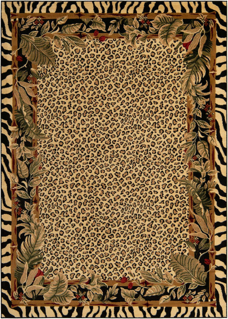 Cream 7' 1 x 10' Wildlife Rectangle Area Rug Animal Print Safari Jungle Inspired Carpet for Unique Modern Interior Design for Sale at Rug Engine
