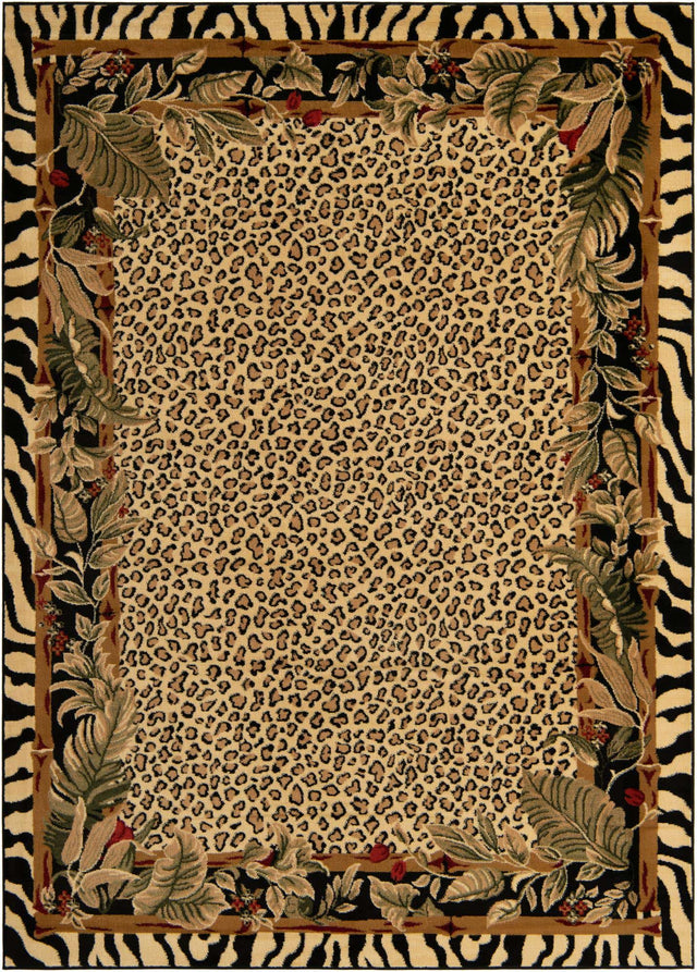 Cream 7' 1 x 10' Wildlife Rectangle Area Rug Animal Print Safari Jungle Inspired Carpet for Unique Modern Interior Design for Sale at Rug Engine