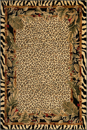 Cream 6' 1 x 9' Wildlife Rectangle Area Rug Animal Print Safari Jungle Inspired Carpet for Unique Modern Interior Design for Sale at Rug Engine