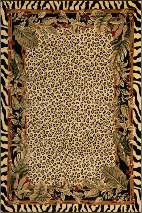 Cream 6' 1 x 9' Wildlife Rectangle Area Rug Animal Print Safari Jungle Inspired Carpet for Unique Modern Interior Design for Sale at Rug Engine