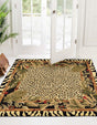 Cream 7' 1 x 7' 1 Wildlife Square Area Rug Animal Print Safari Jungle Inspired Carpet for Unique Modern Interior Design for Sale at Rug Engine