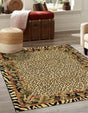 Cream 7' 10 x 11' Wildlife Rectangle Area Rug Animal Print Safari Jungle Inspired Carpet for Unique Modern Interior Design for Sale at Rug Engine
