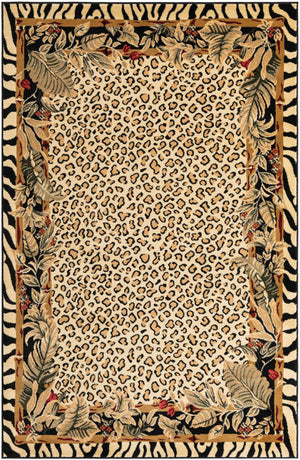 Cream 5' 3 x 8' Wildlife Rectangle Area Rug Animal Print Safari Jungle Inspired Carpet for Unique Modern Interior Design for Sale at Rug Engine