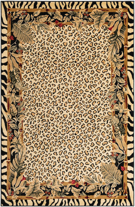 Cream 5' 3 x 8' Wildlife Rectangle Area Rug Animal Print Safari Jungle Inspired Carpet for Unique Modern Interior Design for Sale at Rug Engine