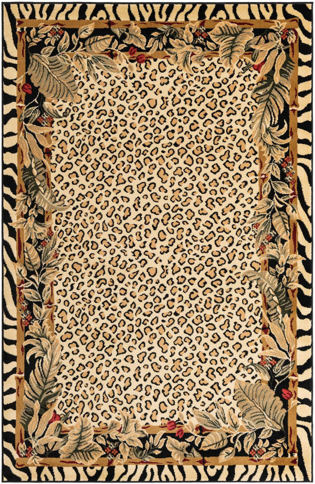 Cream 5' 3 x 8' Wildlife Rectangle Area Rug Animal Print Safari Jungle Inspired Carpet for Unique Modern Interior Design for Sale at Rug Engine