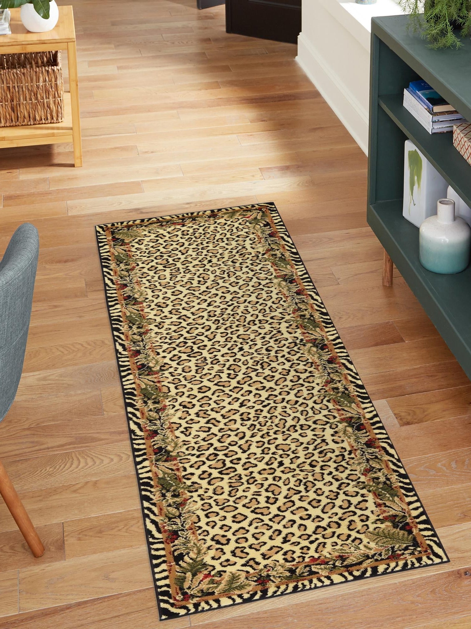 Cream 3' 1 x 16' 5 Wildlife Runner Area Rug Animal Print Safari Jungle Inspired Carpet for Unique Modern Interior Design for Sale at Rug Engine