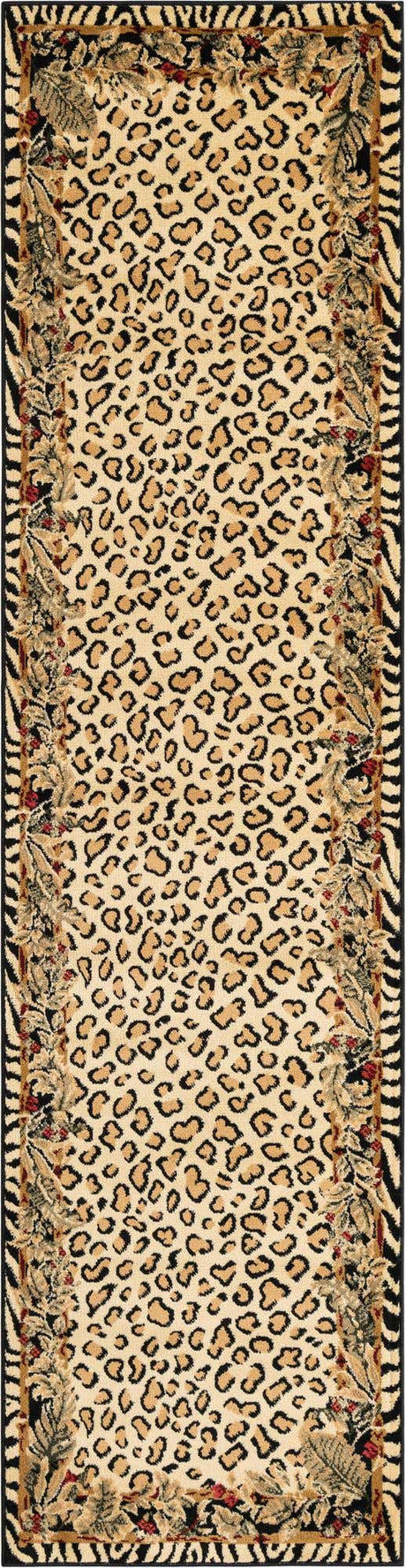 Cream 2' 7 x 10' Wildlife Runner Area Rug Animal Print Safari Jungle Inspired Carpet for Unique Modern Interior Design for Sale at Rug Engine