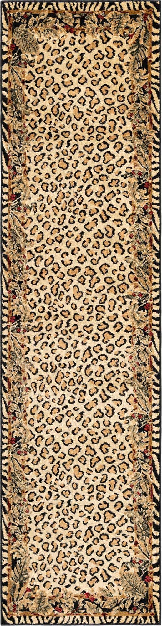 Cream 2' 7 x 10' Wildlife Runner Area Rug Animal Print Safari Jungle Inspired Carpet for Unique Modern Interior Design for Sale at Rug Engine