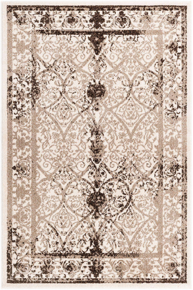 Beige 4' 1 x 6' 1 La Jolla Rectangle Area Rug 100% Polypropylene Traditional Pattern Easy Clean Carpet for Living, Dining, Bedroom, Office for Sale at Rug Engine