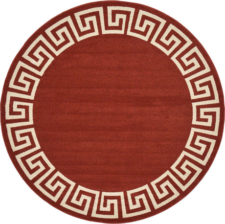 Terracotta 7' 10 x 7' 10 Athens Round Area Rug 100% Polypropylene With Cotton Backing Easy Clean Indoor Living Dining Room Bedroom Office Carpet for Sale at Rug Engine