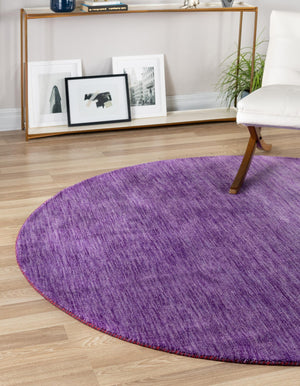 Purple 10' x 10' Solid Gava Round Rug