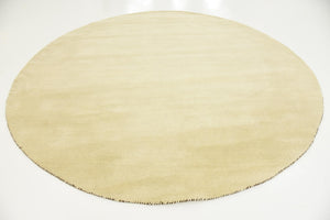 Beige 10' x 10' Solid Gava Round Rug