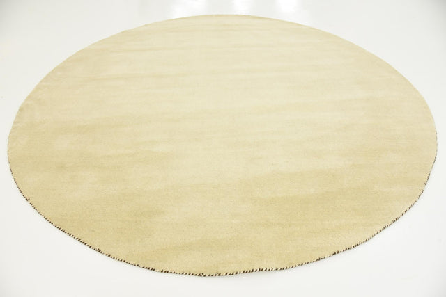 Beige 10' x 10' Solid Gava Round Rug