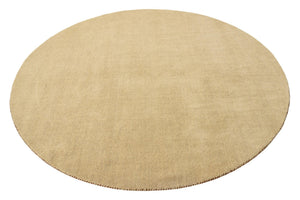 Beige 6' 7 x 6' 7 Solid Gava Round Area Rug 100% High Quality All Natural Wool Minimalist Carpet for Modern Home Interior Design for Sale at Rug Engine