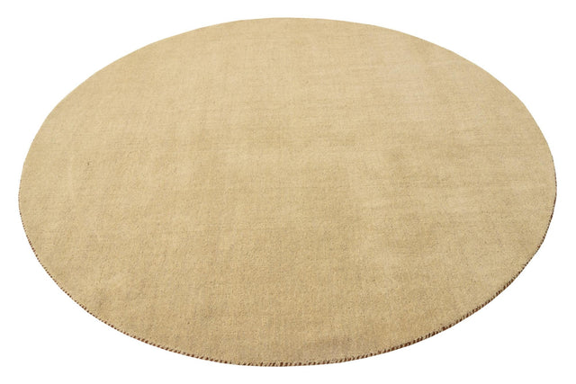 Beige 6' 7 x 6' 7 Solid Gava Round Area Rug 100% High Quality All Natural Wool Minimalist Carpet for Modern Home Interior Design for Sale at Rug Engine