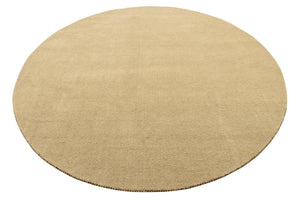 Beige 6' 7 x 6' 7 Solid Gava Round Area Rug 100% High Quality All Natural Wool Minimalist Carpet for Modern Home Interior Design for Sale at Rug Engine