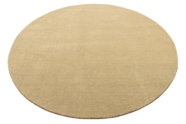 Beige 6' 7 x 6' 7 Solid Gava Round Area Rug 100% High Quality All Natural Wool Minimalist Carpet for Modern Home Interior Design for Sale at Rug Engine
