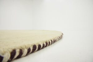 Beige 6' 7 x 6' 7 Solid Gava Round Area Rug 100% High Quality All Natural Wool Minimalist Carpet for Modern Home Interior Design for Sale at Rug Engine