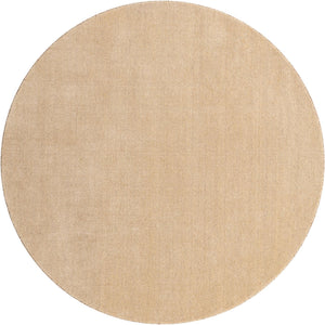 Beige 6' 7 x 6' 7 Solid Gava Round Area Rug 100% High Quality All Natural Wool Minimalist Carpet for Modern Home Interior Design for Sale at Rug Engine