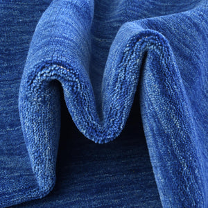 Blue 7' x 7' Solid Gava Round Rug