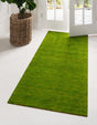 Light Green 2' 7 x 16' 5 Solid Gava Runner Area Rug 100% High Quality All Natural Wool Minimalist Carpet for Modern Home Interior Design for Sale at Rug Engine
