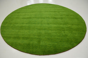 Light Green 9' 10 x 9' 10 Solid Gava Round Area Rug 100% High Quality All Natural Wool Minimalist Carpet for Modern Home Interior Design for Sale at Rug Engine