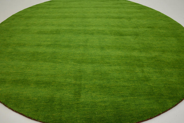 Light Green 9' 10 x 9' 10 Solid Gava Round Area Rug 100% High Quality All Natural Wool Minimalist Carpet for Modern Home Interior Design for Sale at Rug Engine