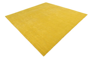 Yellow 10' x 10' Solid Gava Square Rug