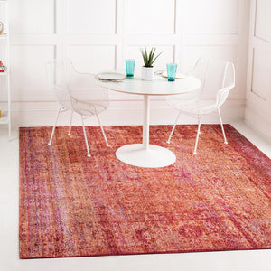 Red 8' x 8' Austin Square Area Rug 100% Polyester Durable Cotton Backing Living Dining Room Bedroom Office Vintage Decor Carpet for Sale at Rug Engine