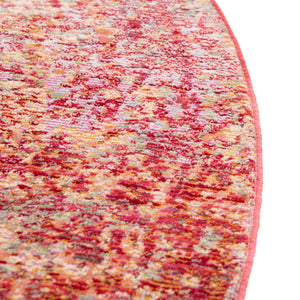 Red 6' 1 x 6' 1 Austin Round Area Rug 100% Polyester Durable Cotton Backing Living Dining Room Bedroom Office Vintage Decor Carpet for Sale at Rug Engine
