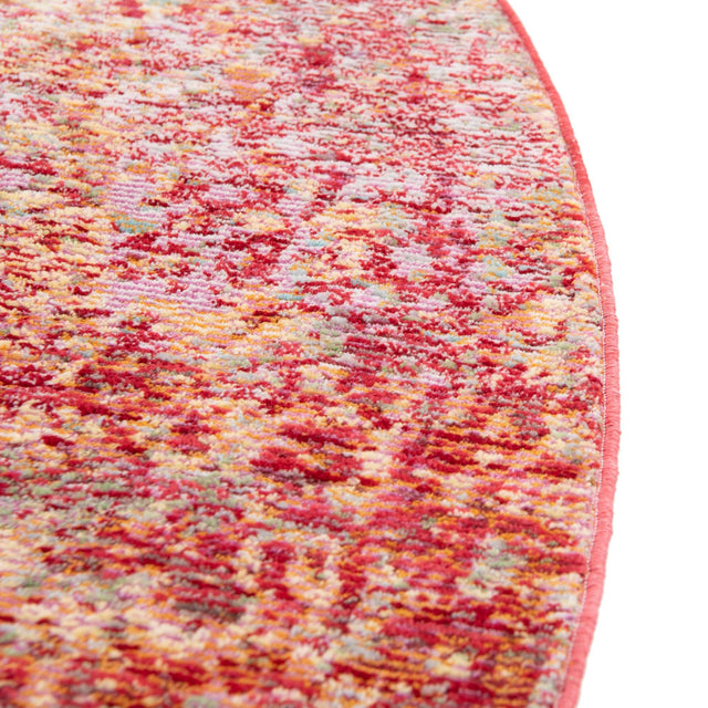 Red 6' 1 x 6' 1 Austin Round Area Rug 100% Polyester Durable Cotton Backing Living Dining Room Bedroom Office Vintage Decor Carpet for Sale at Rug Engine
