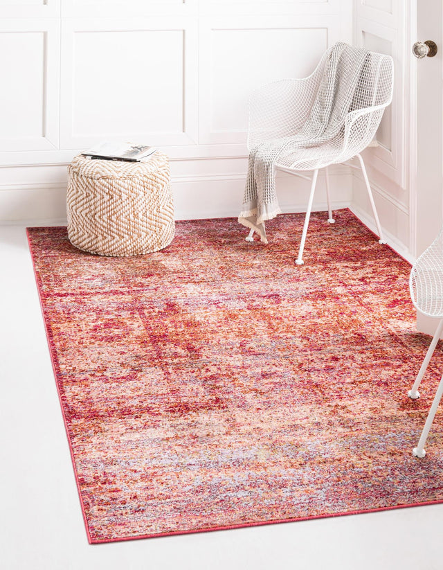 Red 5' 1 x 8' Austin Rectangle Area Rug 100% Polyester Durable Cotton Backing Living Dining Room Bedroom Office Vintage Decor Carpet for Sale at Rug Engine