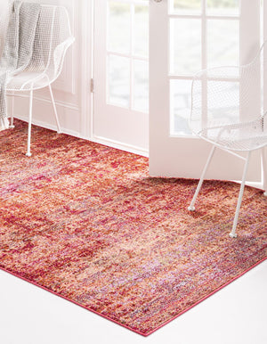 Red 5' 1 x 8' Austin Rectangle Area Rug 100% Polyester Durable Cotton Backing Living Dining Room Bedroom Office Vintage Decor Carpet for Sale at Rug Engine