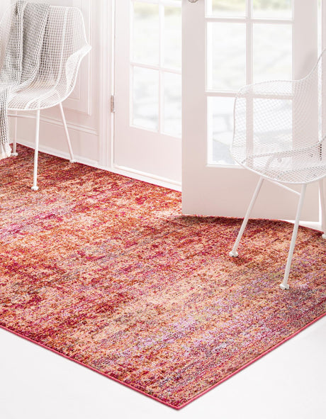 Red 5' 1 x 8' Austin Rectangle Area Rug 100% Polyester Durable Cotton Backing Living Dining Room Bedroom Office Vintage Decor Carpet for Sale at Rug Engine