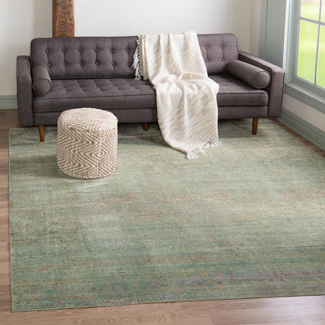 Green 8' x 8' Austin Square Area Rug 100% Polyester Durable Cotton Backing Living Dining Room Bedroom Office Vintage Decor Carpet for Sale at Rug Engine